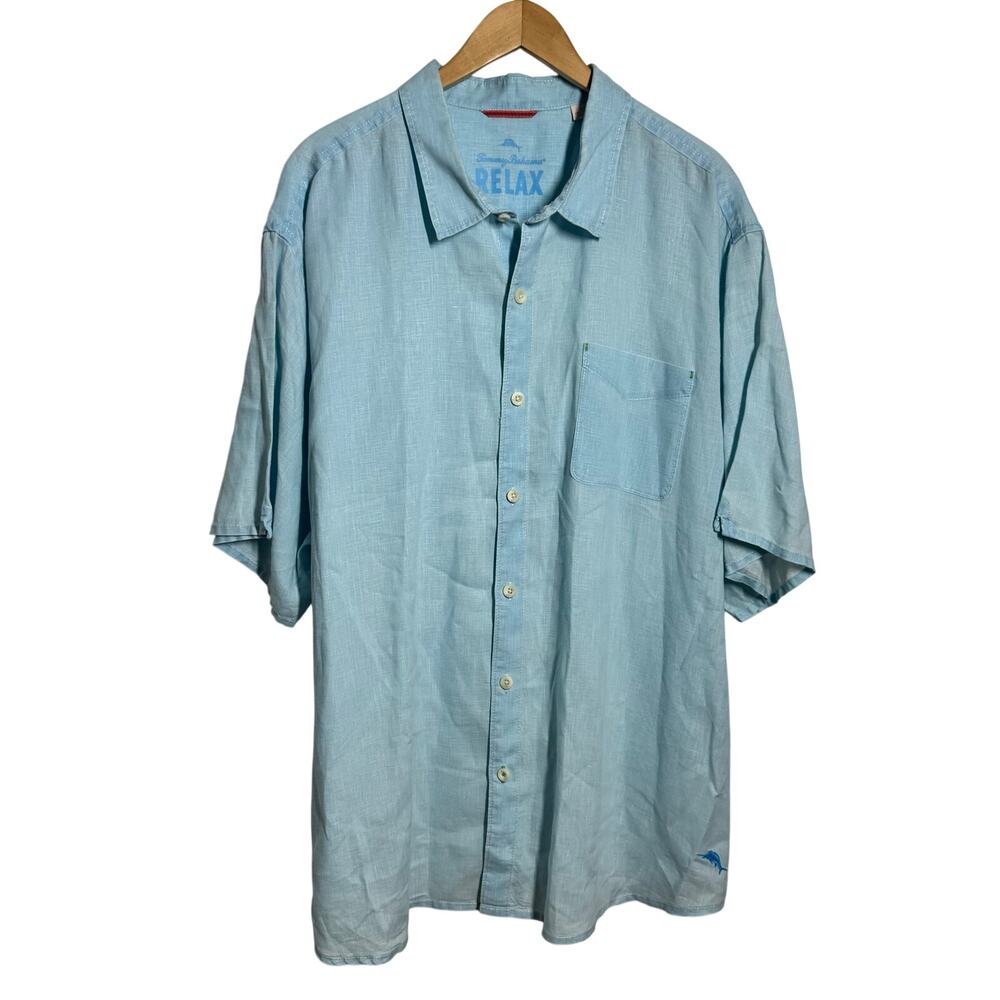 Tommy Bahama Linen Button Up Shirt Men 3XB Coastal Beach Vacation Tropical Relax
